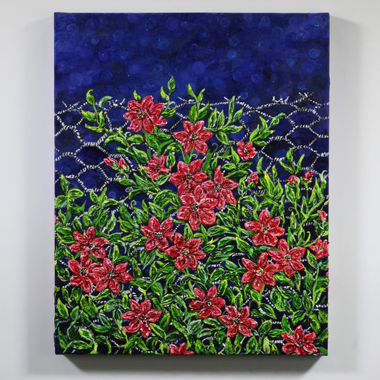 Original Acrylic Painting / “Flourishing in Lockdown” No.1 - Clematis Flowers