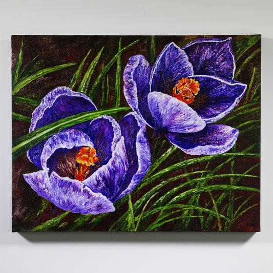 Original Acrylic Painting / “Flourishing in Lockdown” No.1 -  Saffron Flowers