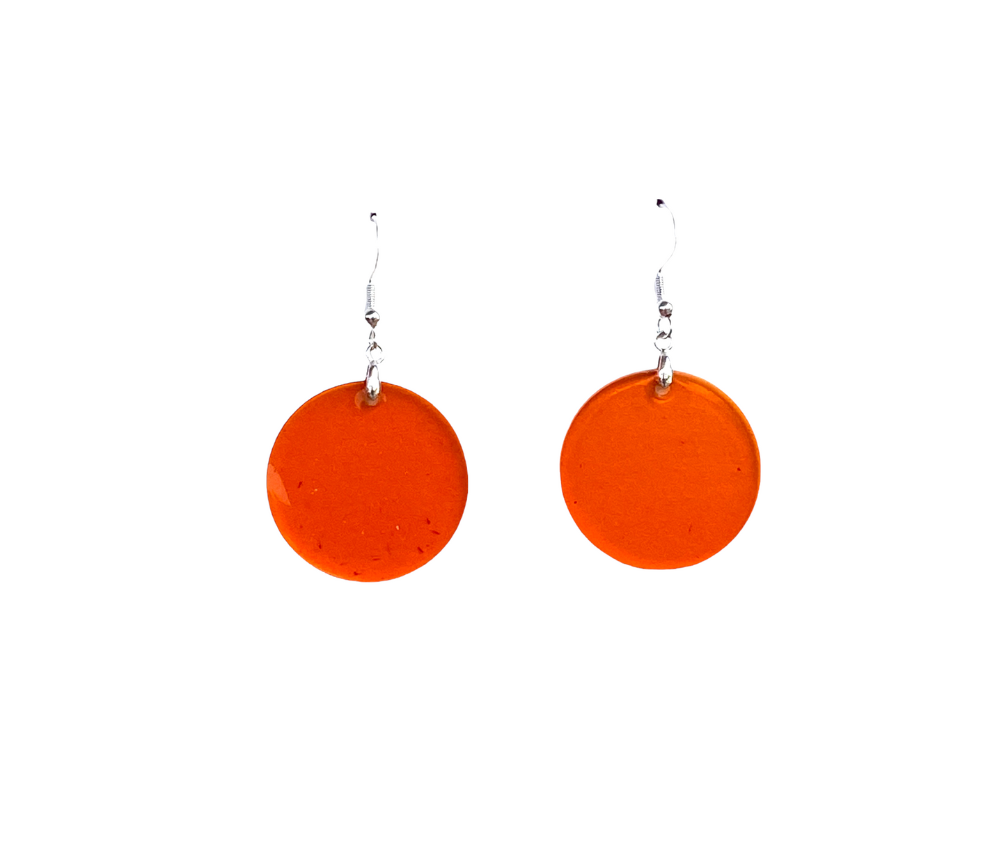 Resin Circle Large Dangle Earrings / Orange