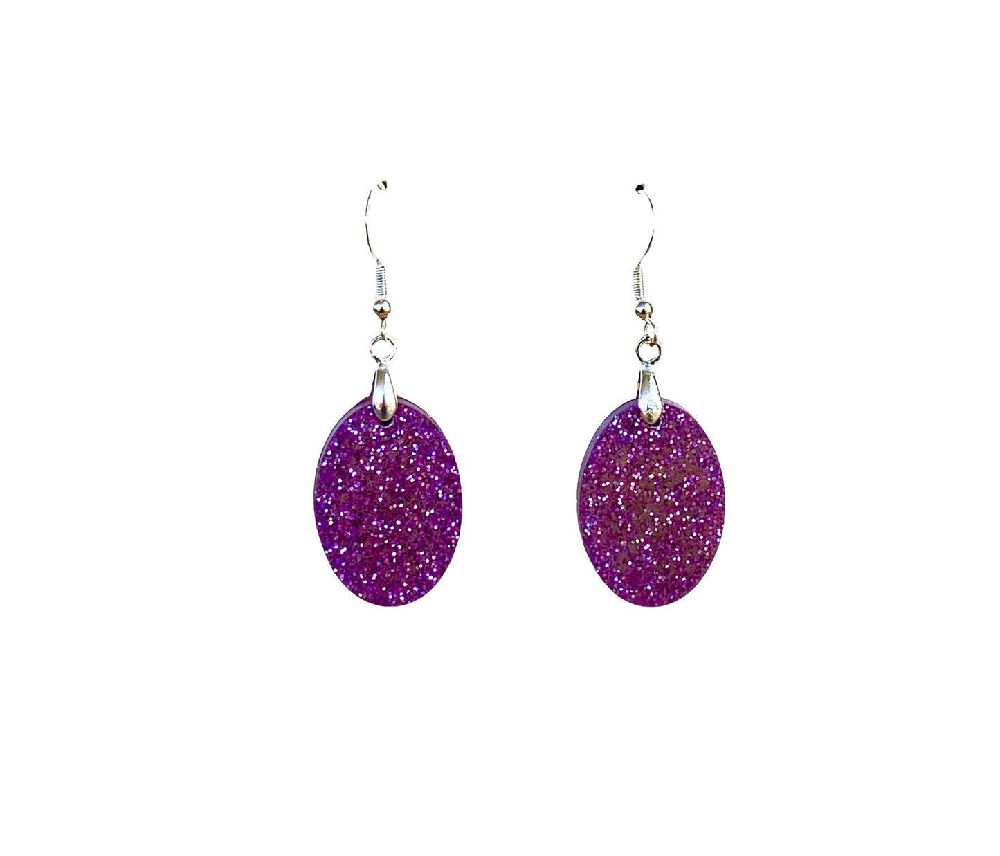 Resin Oval Medium Dangle Earrings / Purple