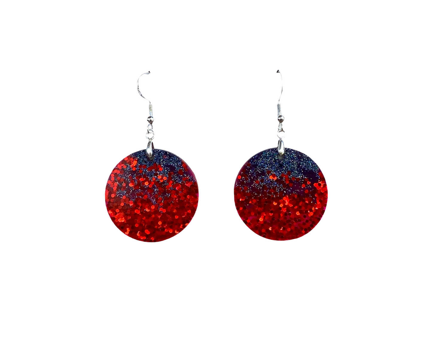 Resin Circle Large Dangle Earrings / Red